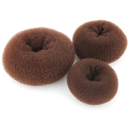 3PCS ( 1Large+1Middle+1Small ) Women Lady Girls Hair Bun Maker Styler Rings Donut Buns Doughnut Shaper Shaping Tool Chignon Former Hair DIY Styling Accessories ( Brown )