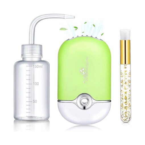 3Piece USB Mini Portable Fans Rechargeable Handheld Lash Cleaning Kit with Facial Cleaning Brush - Perfect for Lash Extensions and Makeup Brush Cleansing