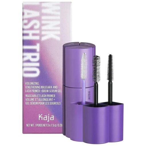 Kaja 3-in-1 Multi-tasking Mascara - Wink Lash Trio | with Panthenol, Clear Eye Lash Serum, Volumizing, Intense Length Mascaras, Black, Eye Irritation Tested