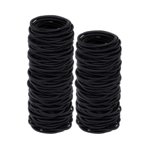 150 Pieces Black Hair Ties for Thick Curly Hair Bulk Hair Bands Ponytail Holders Hair Elastics for Women or Men ( 3mm )