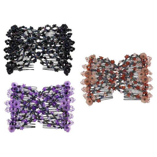 3pcs Magic Beads Elastic Double Hair Comb Clip Stretchy Hair Combs Clips Fashion Hair Style Hairpin Magic Hair Combs Headbands