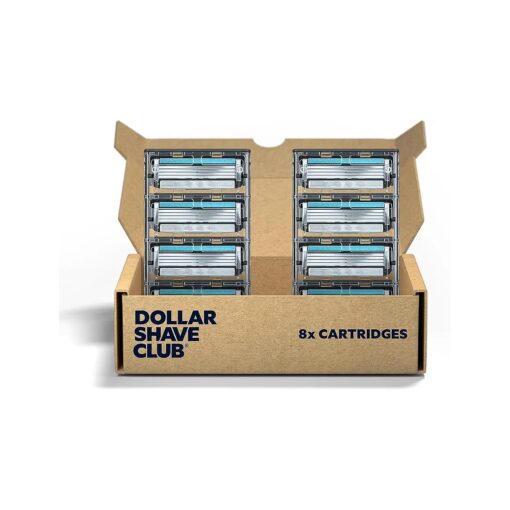 Dollar Shave Club 4-Blade Razor Refill Cartridges, 8 Count - Precision Cut Stainless Steel, Great For Long Hair and Hard to Shave Spots, Easy Rinsing