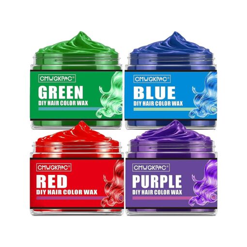 4 Colors Temporary Hair Color For Kids Easter Basket Stuffers Teens Gifts, Temporary Hair Dye, Hair Color Spray Green Red Blue Purple Hair Dye Hair Wax Color, Instant Hair Color Wax DIY Washable Hair Dye