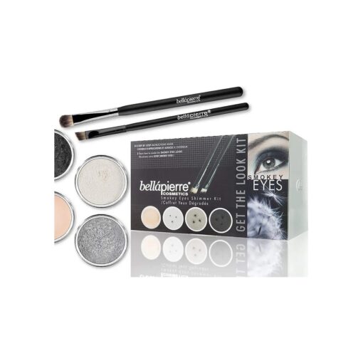 bellapierre Get the Look Kit | Mineral Shimmer Powder, Makeup Base, and Brush Set | 7 Beautiful Looks | Non-Toxic and Paraben Free | Oil and Cruelty Free | Long Lasting Formulas - Smokey Eyes