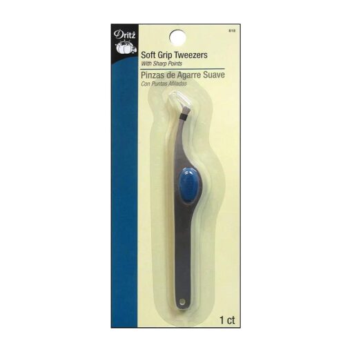 Dritz 818 Soft Grip Tweezers, 4 inches, Silver