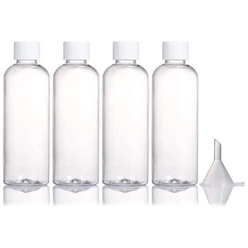 4pcs Travel Bottles,100ml Refillable Clear Empty Plastic Travel Size Containers Bottles with Screw Lids for Toiletries, Soap, Shampoo and Conditioner