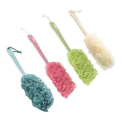 3 Pack Back Scrubber Long Handled Bath Brush Soft Mesh Sponge Exfoliating Body Scrub Back Cleaner Loofah Bathroom Shower Accessories for Women and Men ( Multiple Colors ( 4pack ) )