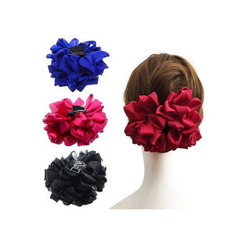 4 Pcs Large Silk Flower Bow Hair Claw Jaw Clips For Women Hair clamps