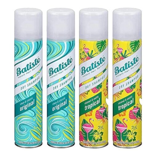 Batiste Dry Shampoo Spray 4 Pack Variety Mix, Original Clean And Classic, and Tropical Fragrance, 2 Each 6.73 oz .