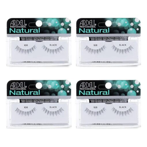 Ardell Natural Lashes False Eyelashes 108 Black ( 4 pack )