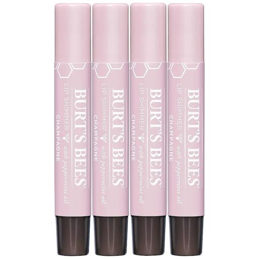 Burt 's Bees Shimmer Lip Tint Set, Tinted Lip Balm Stick, Moisturizing for All Day Hydration with Natural Origin Glowy Pigmented Finish & Buildable Color, Champagne ( 4-Pack )