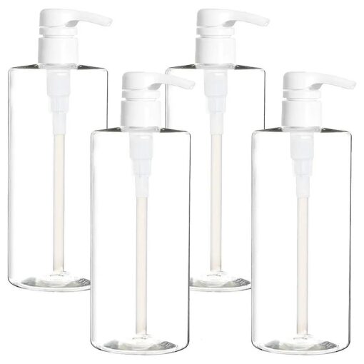 Youngever 4 Pack Pump Bottles for Shampoo 24 Ounce, Empty Shampoo Pump Bottles, Plastic Cylinder with Lockdown-Leak Proof-Pumps