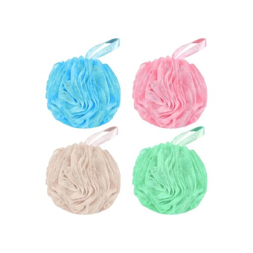 4 Pack Shower Loofah Sponge, 4 Bright Color 60G Bath Sponge, Exfoliate, Cleanse, Soothe Skin