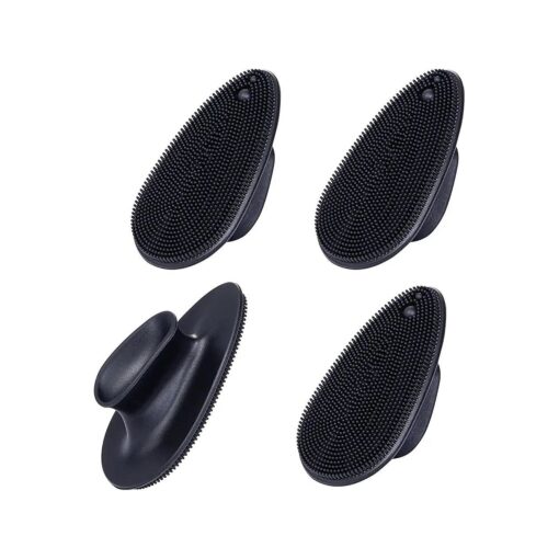 4 Pack Silicone Face Scrubber, Beomeen Facial Cleansing Brush Soft Silicone Facial Exfoliation and Massage Brush Blackhead Scrubber for Men and Women ( Black )