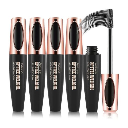 4 Pack 4D Silk Fiber Lash Mascara Extension Voluminous Fiber Mascara Waterproof & Smudge-Proof Mascara Long-Lasting No Flaking Natural No Clumping, All Day Exquisitely Full