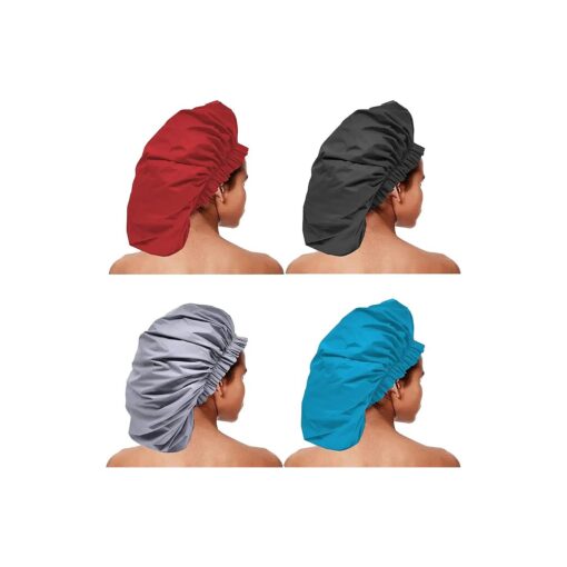 4 Pack Premium Collection Super Jumbo Shower Cap Extra Large Shower Caps for Braids Shower Bonnets Women Waterproof Hair Caps for Spa Salon Shower Hat