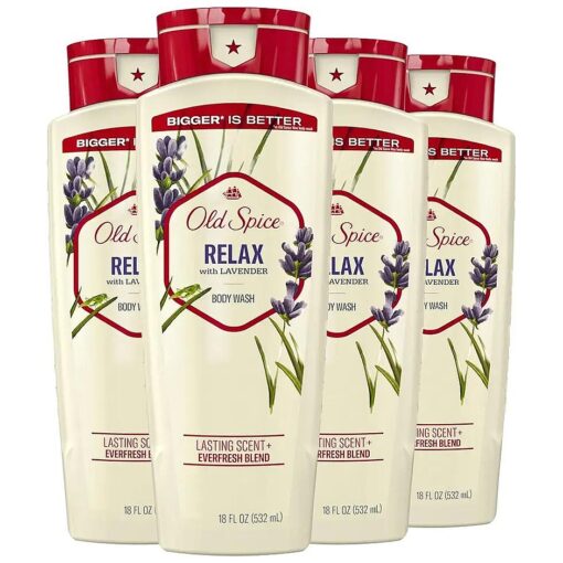 Men 's Body Wash Relax with Lavender, 18 fl oz ( Pack of 4 )