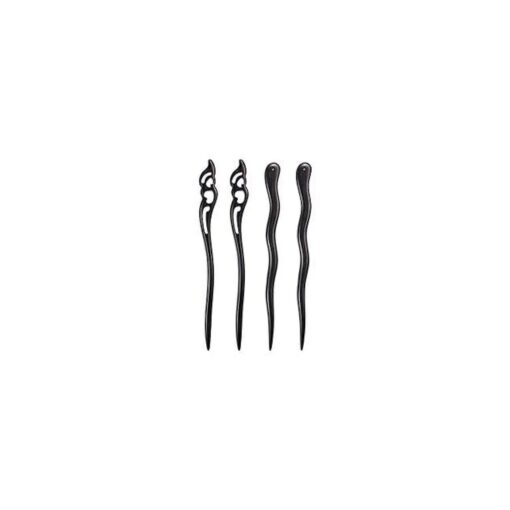 Zz-mooncha 4 Count Hair Sticks Natural Black Sandalwood ( ebony ) Handmade Carved Hair Clip Shawl Hair Pins Pack of 4 Pcs