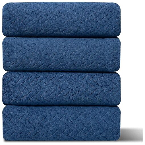 Ferdilan 4 Piece Washcloths Set 13" x13" ,600 GSM Shower Towels Ultra Soft and Absorbent Towels for Bathroom, Quick Dry and Plush Towels Washcloths for Home Hotel Navy