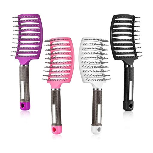 4 Pieces Detangling Massage Hair Brushes Curved Vent Hair Brushes Vented Styling Hair Comb Barber Hairdressing Styling Tools for Women Girls Hair Styling, 4 Colors