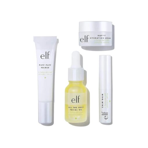 e.l.f, Skin Hit Kit, Infused with Hemp Seed Oil, Nourishes & Hydrates Skin, Soothing & Calming, 4-Piece Skincare Set