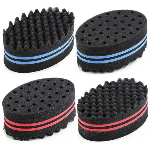 4 Pcs Small Holes Hair Twist Sponge, Barber Curl Sponge Brushes for Dreads Locking Afro Curl Coil Comb Care Tool