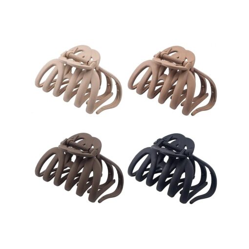 4 Pieces 3.5" Large Octopus Claw Clips for Thick Long Hair, Big Hair Clips for Women, Strong Hold Hair Claw Clips, Matte Non-slip Jaw Hair Clips ( Neutral Color )