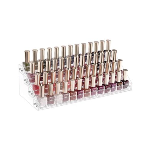 HBlife Clear Nail Polish Organizer 4 Tier Acrylic Display Rack Holds Up to 48 Bottles