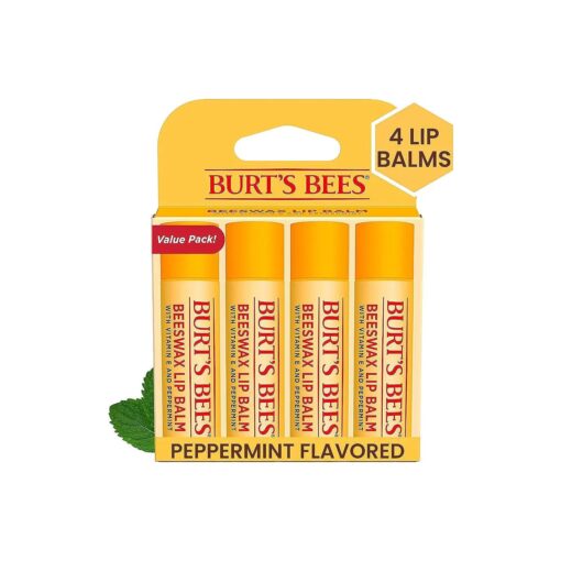 Burt 's Bees Lip Balm - Original Beeswax, Lip Moisturizer With Responsibly Sourced Beeswax, Tint-Free, Natural Origin Conditioning Lip Treatment, 4 Tubes, 0.15 oz .