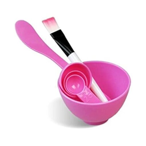 4 In 1 Facial DIY Skin Care Mask Mixing Bowl Stick Brush Gauge Spoon Set Pink