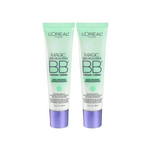 L'Oreal Paris Makeup Magic Skin Beautifier BB Cream Tinted Moisturizer, Anti-Redness, 1 fl oz, 2 Count