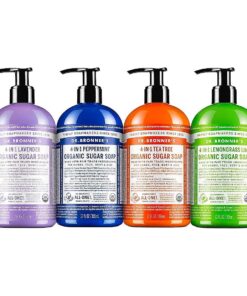 Dr. Bronner 's - Organic Sugar Soap ( 12 oz Variety Pack ) Lavender, Peppermint, Tea Tree, & Lemongrass - Made with Organic Oils, Sugar & Shikakai Powder, 4-in-1 Use : Hands, Body, Face & Hair | 4 Count