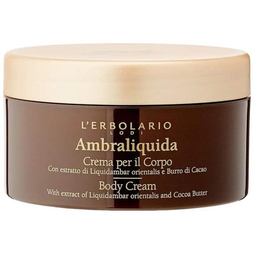 L'Erbolario Ambraliquida Body Cream - Anti-Aging Body Cream - Liquidambar Extract, Pistachio and Cocoa Butter - Nourishing, Toning Moisture - 8.4 oz