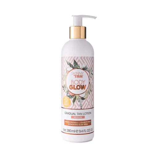 Body Glow Gradual Tan Lotion - Lightweight, Fast-Absorbing Formula - Coconut and Vanilla Scent - Enriched with Aloe Vera and Guarana - Natural, Streak Free Gold Color - Medium - 9.4 oz