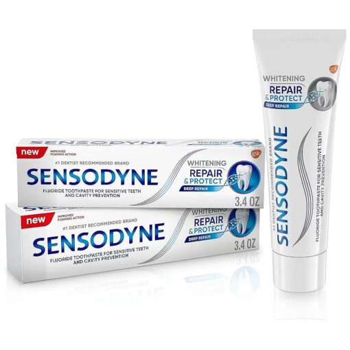 Sensodyne Repair and Protect Whitening Toothpaste, Toothpaste for Sensitive Teeth and Cavity Prevention, 3.4 oz ( Pack of 2 )