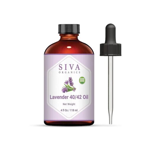 Siva Organics Lavender 40/42 Essential Oil 118 ml ( 4 Oz ) - Perfect for Soap, Candles, Perfume, and Cosmetics .