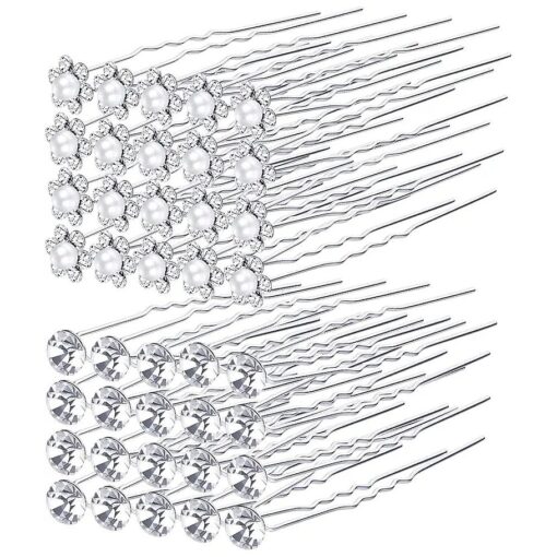 40 Pack Bridal Wedding Hair Pins Rhinestone Hair Clips Accessories for Women and Girls ( Style D )