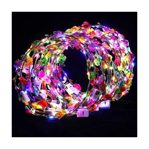 40 Pcs LED Flower Headband, Light up Flower Crown Garland Flower Headdress Floral Headpiece for Women Girls Hair Accessories Birthday Wedding Party ( Plum Blossom Style )