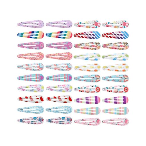 40 Pcs Girls Hair Clips No Slip Metal Snap Hair Clips Hair Barrettes Fashion HairPins Headwear Hair Accessories Pattern Hair Clips for Girls and Women ( 2.0 Inch, Multi-colored )