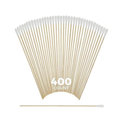 400 pcs Long Cotton Swabs Tip Applicators with Wood Handle 6" Inch| 100 % Biodegradable Cotton Buds |Cleaning with Wood Handle for Oil, Makeup, Eyes, Ears, Eyeshadow Brush and Remover Tool, By alpree