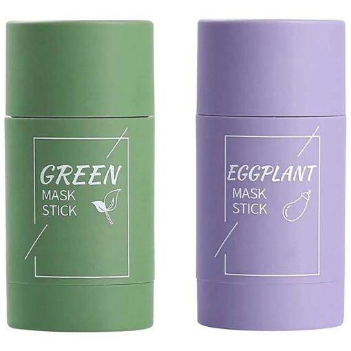 Green teaEggplant Purification Clay Stick, Deep Cleansing Pores, Improves Skin, Suitable for Men and Women of All Skin Types ( 2 PCS ) 1.41 Ounce Pack of 2