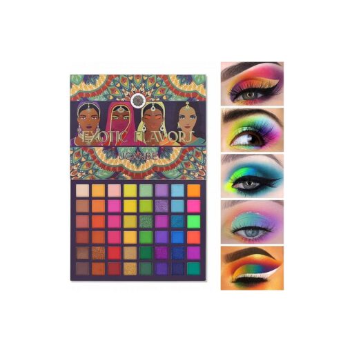 UCANBE EXOTIC FLAVORS Neon Eyeshadow Makeup Palette - 48 Colorful High Pigmented - Rainbow Matte Shimmer Glitter Eye Shadow Make Up Pallet Gift Set