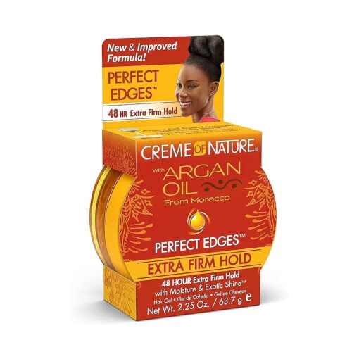 Creme of Nature with Argan Oil From Morocco Perfect Edges Hair Gel, 48 Hour Hold with Moisture and Exotic Shine, Extra Firm Hold, 2.25 Oz ( Pack of 1 )