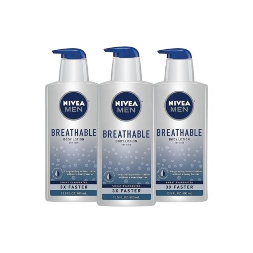 Nivea Men Breathable Body Lotion, 48 Hour Hydrating Lotion, 3 Pack of 13.5 Fl Oz Bottles