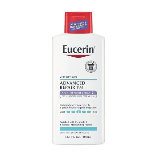 Eucerin Advanced Repair Night Lotion, 48 Hour Moisturizing Body Lotion for Dry Skin, Paraben Free Body Lotion with a Hypoallergenic Soothing Scent, 13.5 Fl Oz Bottle