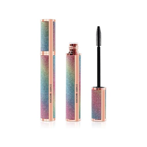 Starry Sky Mascara Black 4D Silk Fiber Lash Mascara Waterproof Long Lasting Thickening Lengthening Curling Lash Makeup, B-Black