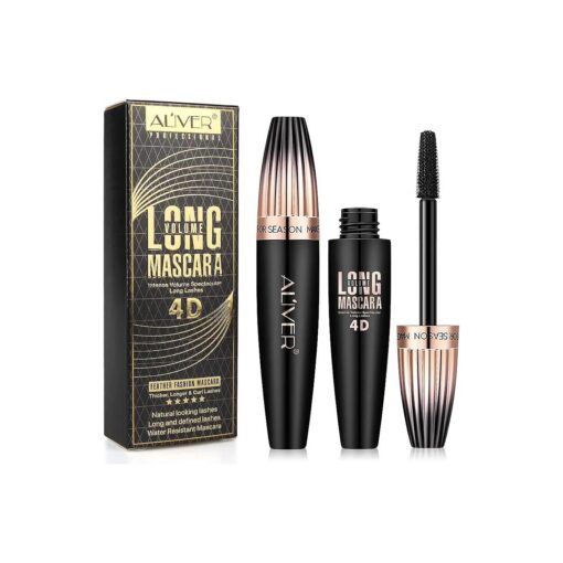 4D Silk Fiber Lash Mascara - Waterproof & Long-Lasting Natural Liquid Eyelash Mascara, Lengthening and Thick, Long Lasting, No Clumping, Lasting All Day ( 2PC-Mascara )