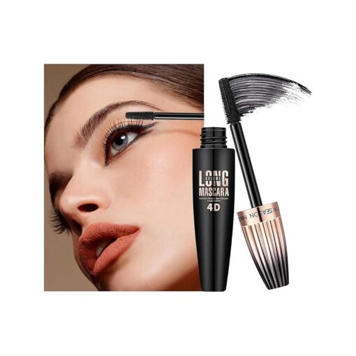 4D Silk Fiber Mascara, Waterproof Natural Extension Mascara, Curve Natural Thickening and Lengthening, Eyelashes Voluminous Mascara Black