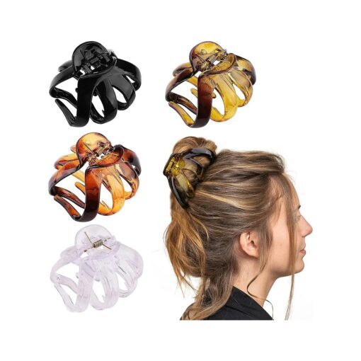 4PCS Extra Large Hair Clips for Thick Hair 3.15" Hair Claw Clips Big Octopus Hair Clip for Women Girls Jumbo Premium Cute Strong Hold Hair Claw Clips Big Hair Jaw Clips for All Hair Types