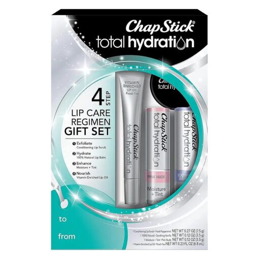 ChapStick Total Hydration Lip Kit Gift Set, Lip Moisturizer, Lip Scrub and Lip Balm Set - 4 Count